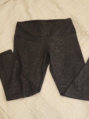 High-Rise Black Snakeskin Print Leggings